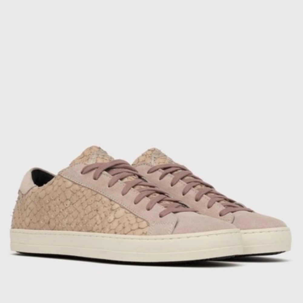 P448 John Pink Python Snakeskin Print Sneakers - image 2